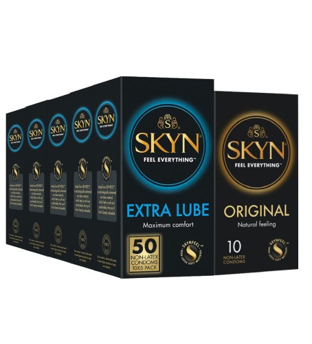 SKYN Extra Lube Latexfreie Kondome 50 Stk + GRATIS Original Kondome 10 Stk